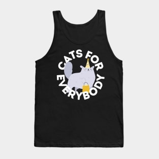 Cats For Everybody Festive Cat Bearing Gifts Funny Christmas Gift for Cat Owners and Feline Lovers Tank Top